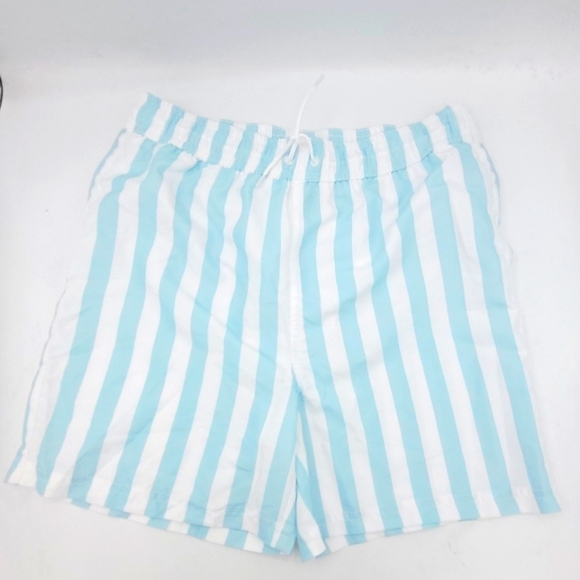 JANIE AND JACK RECYCLED STRIPED SWIM TRUNK IN AQUA STRIPE SIZE 12 - Picture 10 of 16